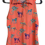 Tzu Tzu Sport Golf Top Womens Medium Orang Monkey Sleeveless Shirt 1/4 Zi UPF UV Orange Photo 0