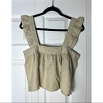 Band of Gypsies Beige Ruffle Boxy Crop Top Sleeveless Square Neck M Photo 4