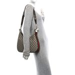 Gucci GG Supreme Monogram Textured Calfskin Web Large Shoulder Bag Beige Ebony Photo 2