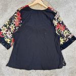 Spencer Alexis Vintage Silk Blend Kimono Top Floral Lace Embroidered Fairy 1X Black Photo 6