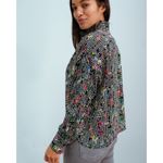 Essentiel Antwerp Wabie Ruffle Collar Shirt in Black White Multi Print Size 10 Photo 1