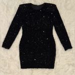 NWOT HELSI Milena Black Sequin Padded Shoulder Long Sleeve Minidress Sz M Size M Photo 3