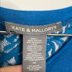 Kate & Mallory Blue Asymmetrical Lace V back 3/4 Sleeve Tunic Top Photo 1