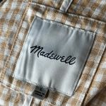 Madewell  Women’s Linen Dorset Gingham Two-Button Blazer White Tan Size Large Photo 3