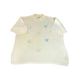 Vintage Chelsea Gardens Knit Embroidered Floral Summer Sweater Cream Size Large Photo 5