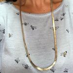 Vintage Gold Tone Herringbone Chain Necklace 30” Photo 1