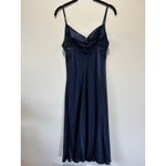 Bebe  y2k satin slip dress size S navy blue spaghetti straps midi length Photo 3
