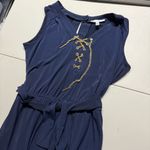 Spense Dark Blue Sleeveless Lace up chain wide leg Jumpsuit size 6P EUC Photo 2