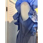 One Shoulder‎ Ruffle Dress Formal Cocktail Party Special Occasion Midi Blue Size M Photo 4