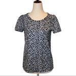 Anthropologie  Postmark Black And White Trace Jacquard Short Sleeve Top Size XS‎ Photo 2