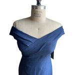 Aidan Mattox NWT Off-the-Shoulder Pleated Crepe Gown Twilight Navy Size 6 Photo 5