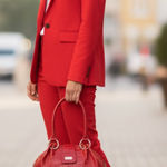 Vintage Isabella Adams Elegant Red leather croc style bag. Size undefined Photo 0