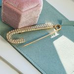 Anthropologie 18K Rose Gold Crystal Safety Pin Photo 4