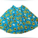 Hell Bunny Vixen Blue Yellow White Sunflower Retro Pinup Cottagecore Swing Skirt Photo 0