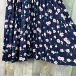 Maison Jules Size Large Navy Blue Floral Print Stretch Waistband Pleated Skirt Photo 3