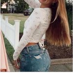 Brandy Melville Coco White Floral Wrap Crop Top Small Pac Sun Photo 4