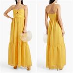 Monique Lhuillier 💕💕 Eyelet Cutout Tiered Maxi Dress ~ Limoncello Yellow 12 NWT Photo 1