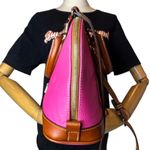 Dooney & Bourke DOONEY BOURKE Pink Tumbled Leather Dome Shaped Brown Top Handle Shoulder Bag Photo 5