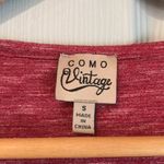 Como vintage  Women's S Red Fall Poly Rayon Button Knit Short Sleeve VNeck Top Photo 3