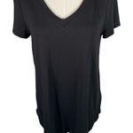 cupio  Black V-Neck Tunic Tee Shirt Womens M Soft Stretch Short‎ Sleeve Basic Top Photo 0