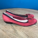 Salvatore Ferragamo  Red Suede Bow Ballet Pumps Block Kitten Heel Women’s Size 8 Photo 1