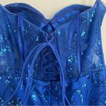 Ladivine By‎ Cinderella Divine Long Formal Mermaid Prom Ball Gown Size 8 Beaded Blue Photo 15