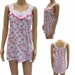 Lati Fashion Intimates Cotton Pink Floral Sleep Top Womens Small White Photo 1
