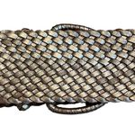 Talbots Wide Leather Woven Silver Metallic Tan Belt Photo 8