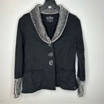 Neon Buddha Knit Collar Patchwork Style Blazer Jacket Size XS Black Photo 0