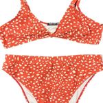 Nasty Gal Spot Tie Front Bikini Set in Burnt Orange and White size 14 NEW Photo 0