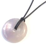 Round Circular Stone Pendant Necklace Leather Boho Purple Photo 0