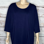 Catherines NWT Size 4X 30/32W Navy Blue Suprema Collection Knit Top Shirt Photo 0