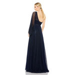 Mac Duggal  Embellished One-Shoulder Draped Gown‎ Navy Size 18 Photo 1
