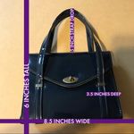 NAVY BLUE PVC VINTAGE 1960'S TOP HANDLE SATCHEL HAND BAG Photo 11