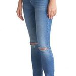 Mother High Waisted Looker Ankle Denim Hold Rush Baby Distressed Jeans Skinny Blue Size 30 Photo 0