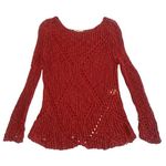 Maje  Open Weave Woven Sweater Burnt Orange Pullover Cotton Size 1 Small Women's Photo 0