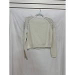 Michelle Mason Faux Pearl-Embellished Cotton Cropped Knit Sweater White Womens S Photo 4