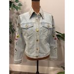 Vera Wang  Embroidered Denim Embroidered Jacket with Beading Floral Birds Vintage Photo 1