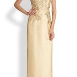 Rickie Freeman Teri Jon Silver Gray Floral Jacquard Applique Evening Gown Size 4 Photo 1