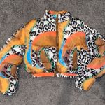 Leopard Cropped Puffer Jacket Multi Size XS Photo 0