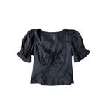 1. State  Women's Puff Sleeve Cinched Front Sweetheart Top In Black Photo 6
