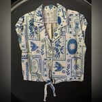 Calypso St. Barth Blue & White Button Up Collared Blouse Tyed Size M Photo 1