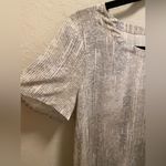 Eileen Fisher  Metaphor Print Almond Ballet 100% Silk Short Sleeve Blouse Photo 8