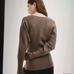 & Other Stories & Other Stories Compact Knit Cardigan Volume Sleeves Chocolate Brown Small Photo 2