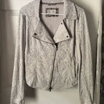 Anthropologie Saturday Sunday Luddy Moto Jacket zip up lace embroidered size S Photo 0
