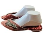 Birdies The Swan Pink Velvet Jeweled Pointed Toe Slip On Mules Size 9.5 NWOB Photo 2