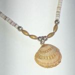Vintage Shell Beaded Seashell Pendant Boho Necklace Photo 0