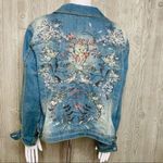 denim Blue identity floral embroidered PXL long sleeve Jean jacket XL Photo 5