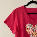 Life is Good Hot Pink Crusher Tee Tropical Heart V-Neck Women's size Large Photo 2