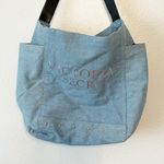 Victoria's Secret Victoria’s Secret denim tote bag rose gold metallic logo and studs side pockets Photo 7